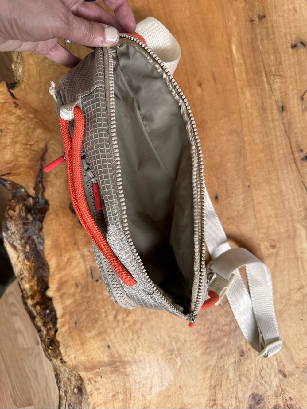 OWALO unisex gray large waist fanny sling bag ripstop multiple zippered pockets - Picture 6 of 6